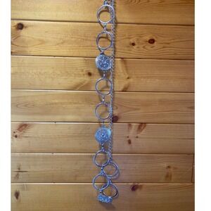 Ornate Silver-Tone Chain Belt Medallion Boho Vintage with‎ Rhinestones